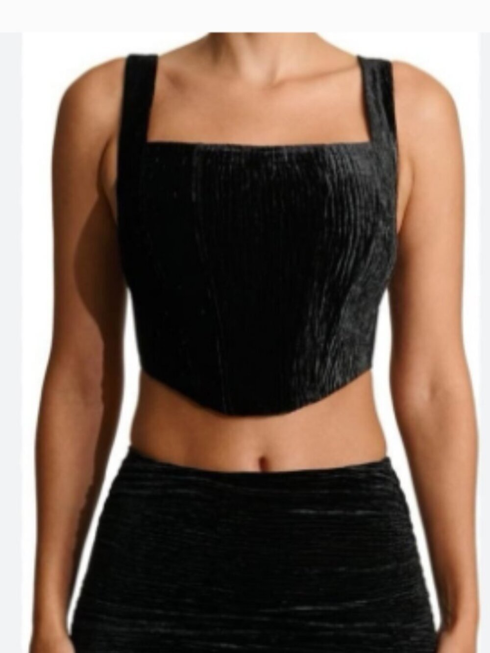 Naked Wardrobe Boned Plush Velvet Top Crop Corset XL NWOT